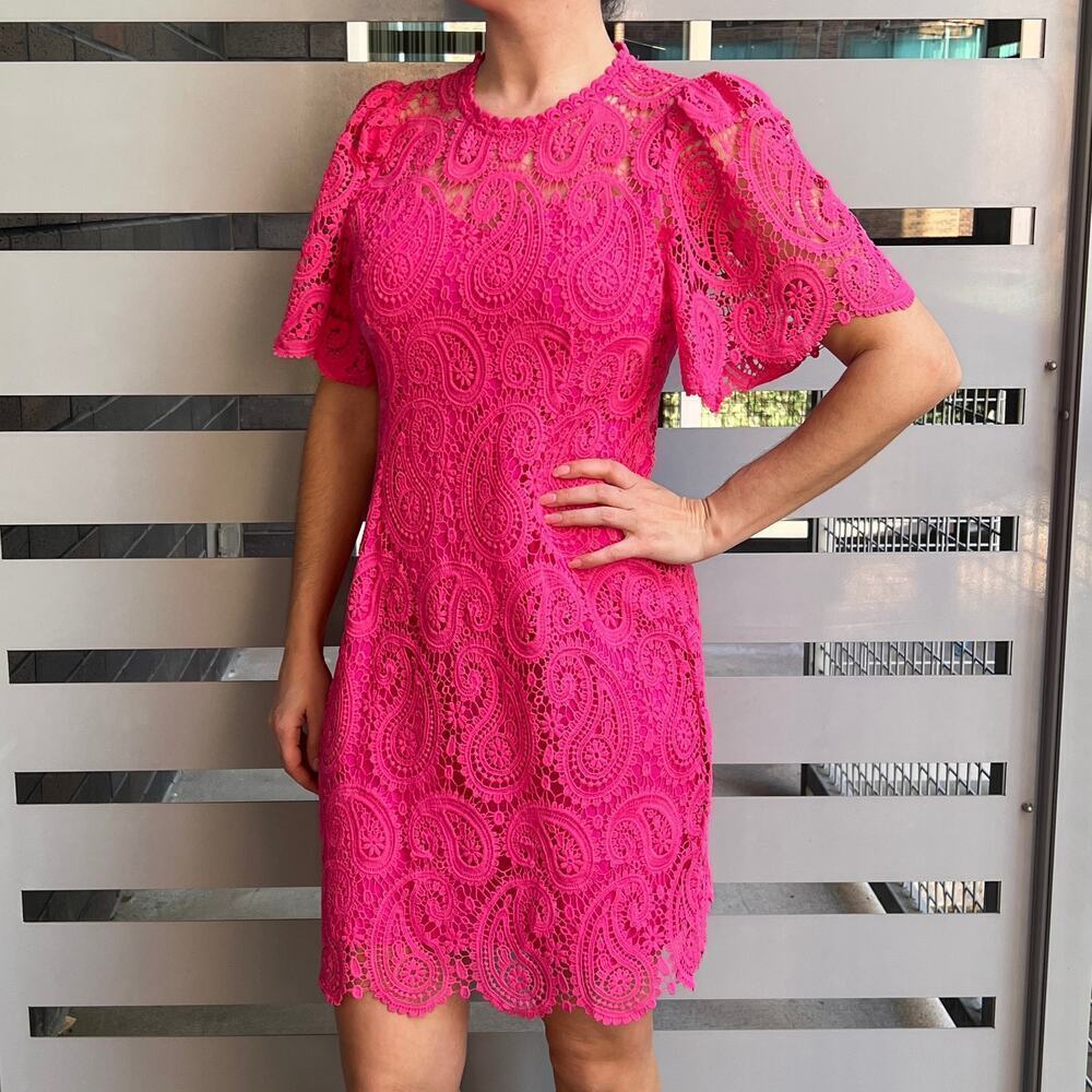 SOL!!! JADE Melody Tam Hot Pink Paisley Lace Crochet Dress Size S
